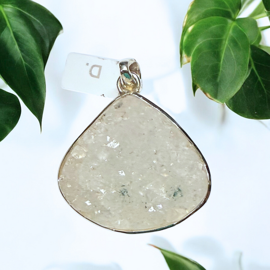 Apophilite Cluster Teardrop Pendant in Silver