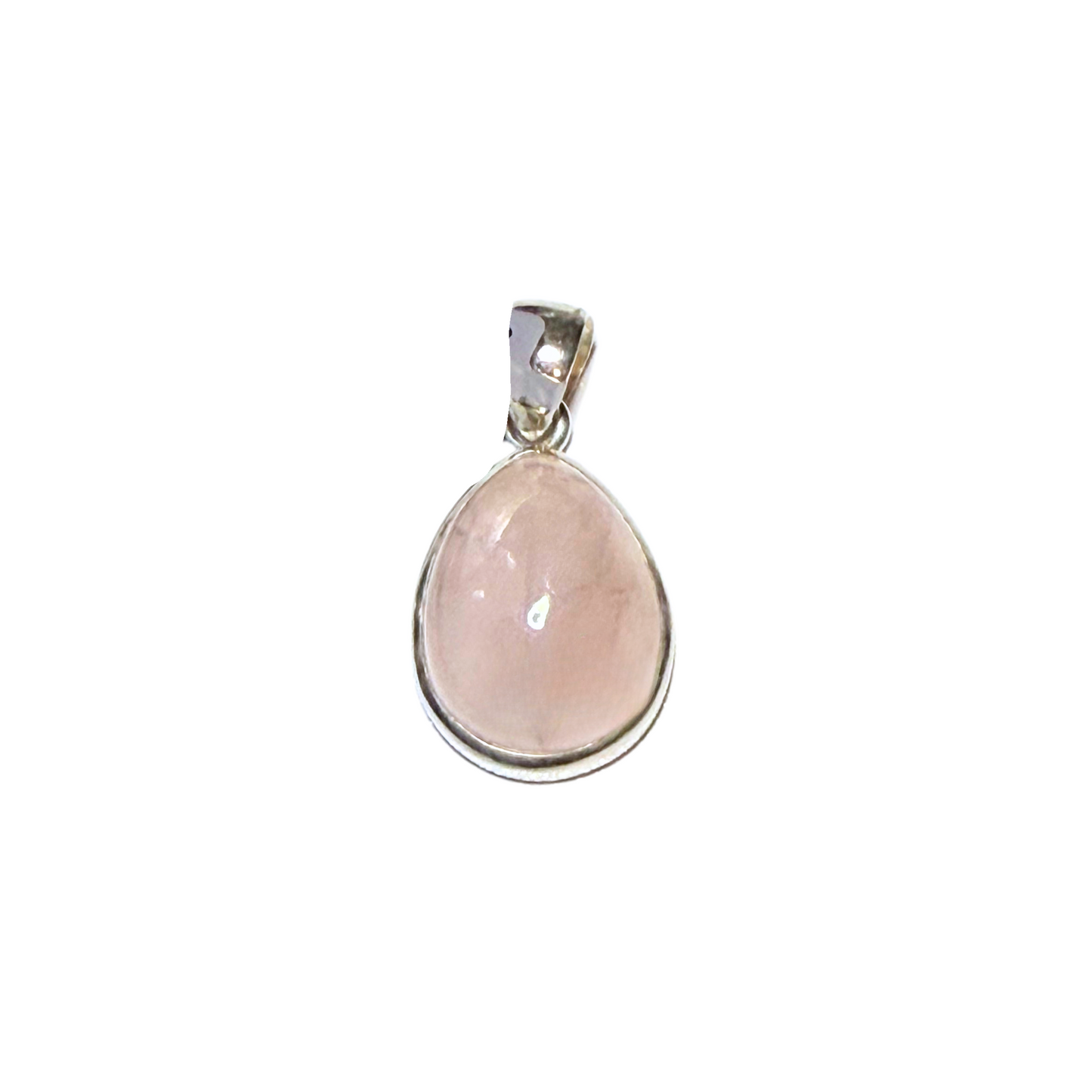 Rose Quartz Teardrop Pendant in Silver