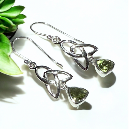 Peridot Silver Triquetta Earrings