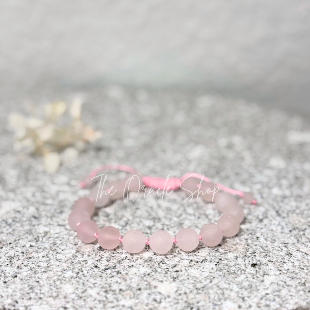 Rose Quartz Matte Bracelet-Naturals Adjustable with Gift Box