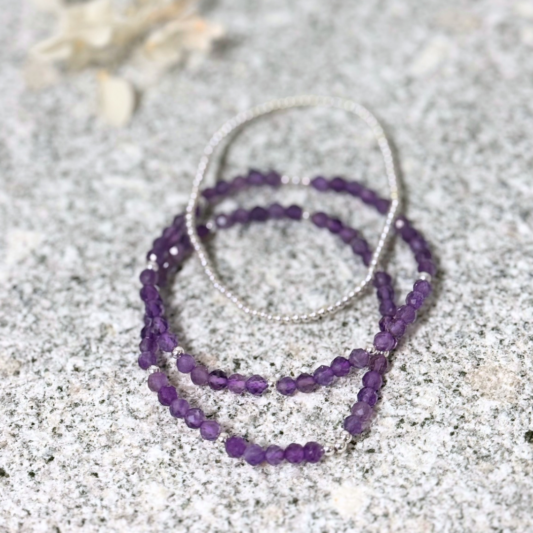 Trio Bracelet Set - Amethyst - Stress Relief