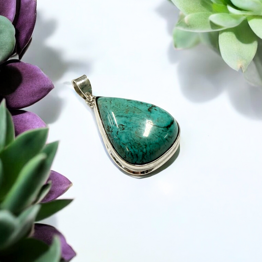 Turquoise Teardrop Silver Pendant
