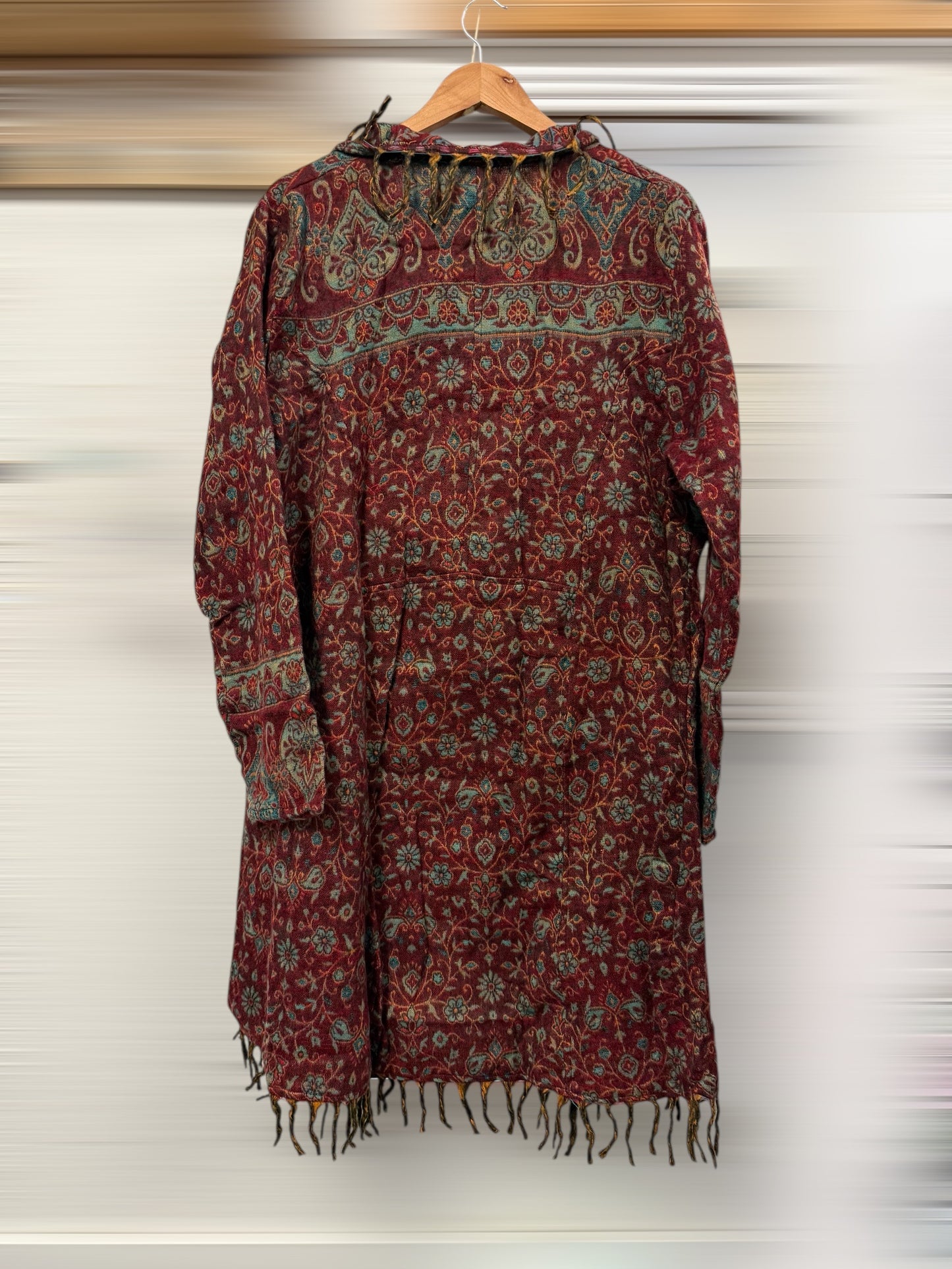 Paisley Wool Long Cardigan Jacket