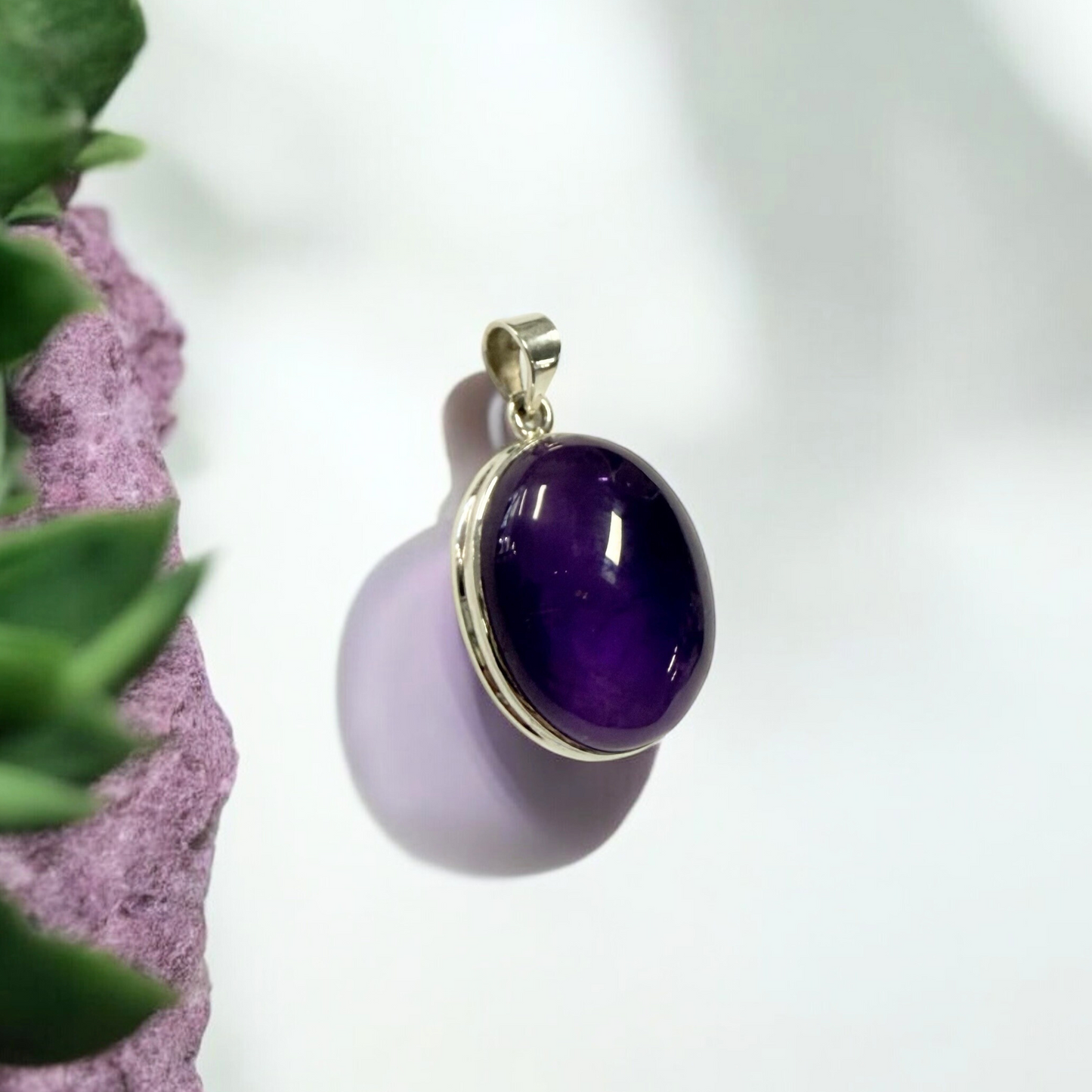 Amethyst Oval Silver Pendant