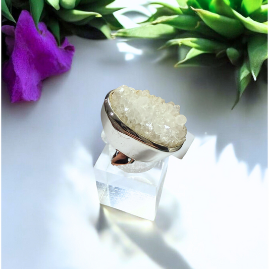 Anadalite Quartz Cluster Oval Pendant in Silver