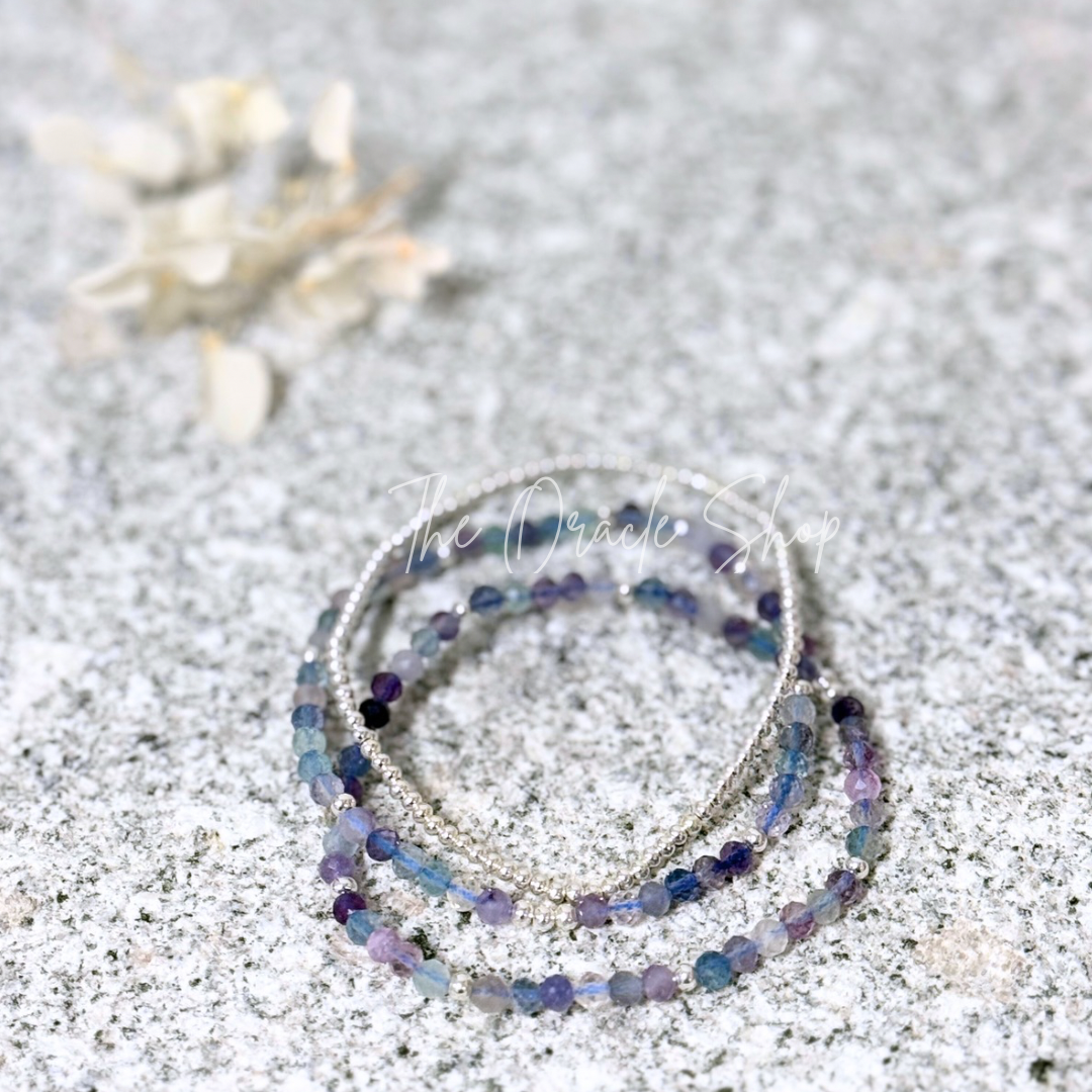 Trio Bracelet Set - Blue Fluorite & Silver - Inner Peace