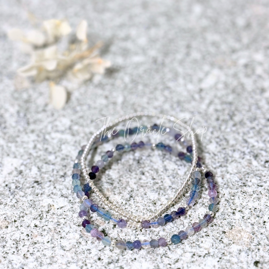 Trio Bracelet Set - Blue Fluorite & Silver - Inner Peace