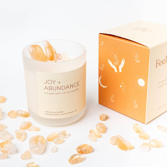 Citrine Candle - JOY AND ABUNDANCE - Thai Lime and Mango: Glass (comes in a box)