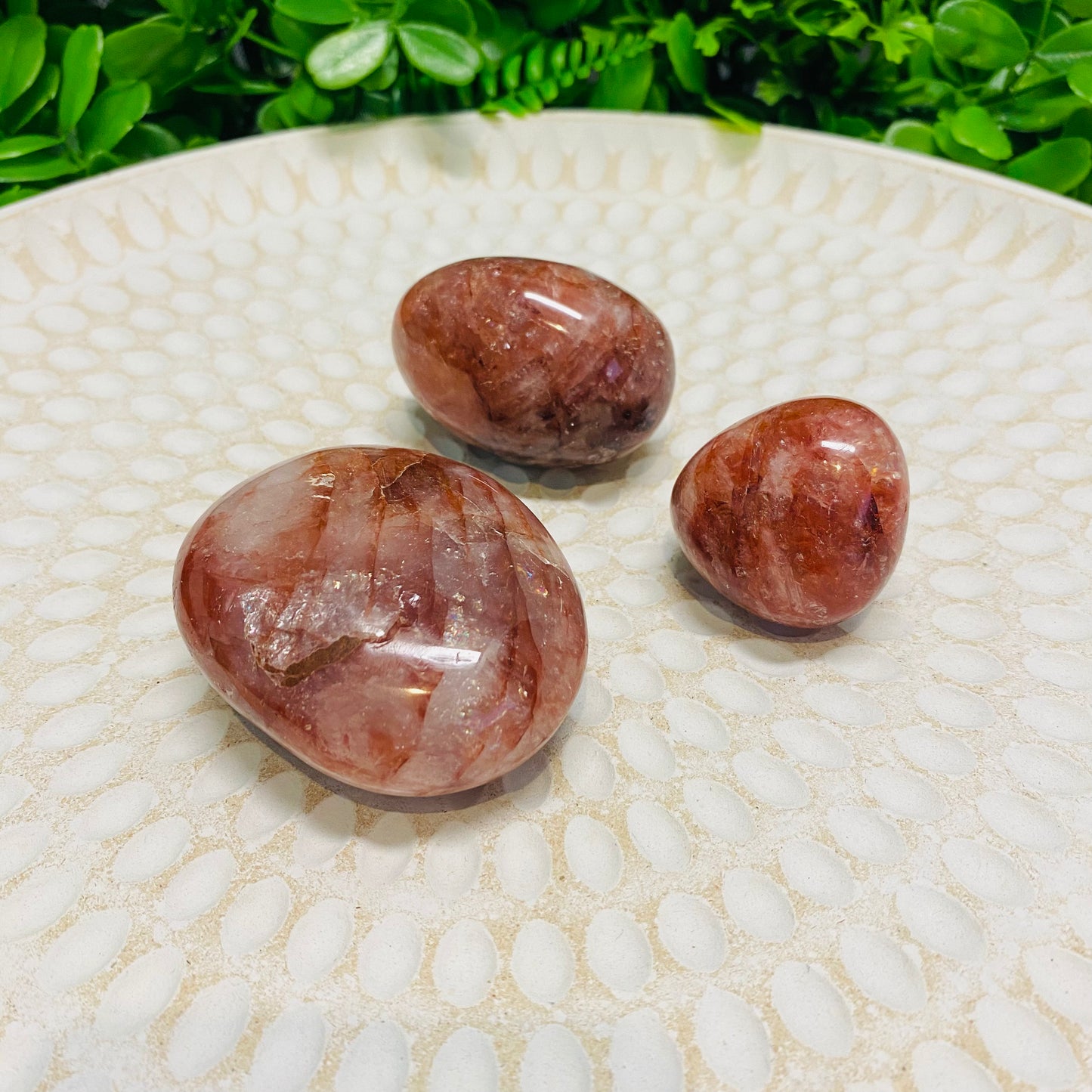 Fire Agate/ Hematoid Quartz Palm Stones