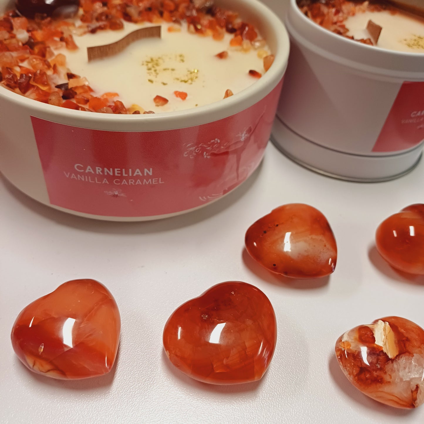 Carnelian Puffy Hearts