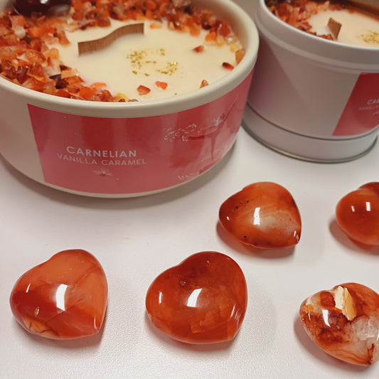 Carnelian Puffy Hearts
