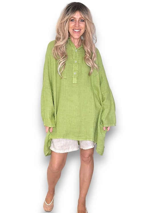 Linen Tunic - Italian - Coastal Green
