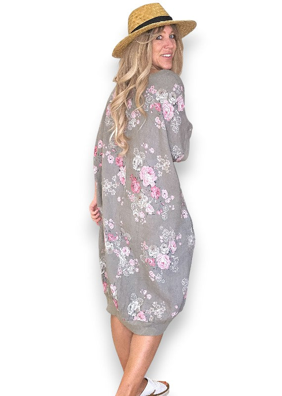 Linen High Tea Dress - Italian - Mocha