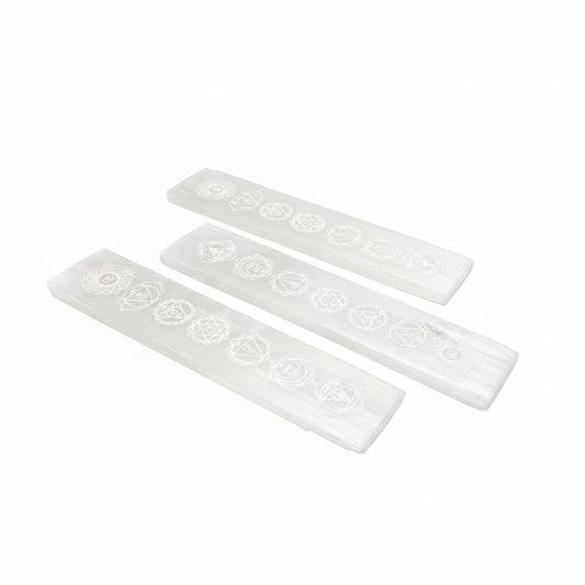 Selenite Charka Etched Plates