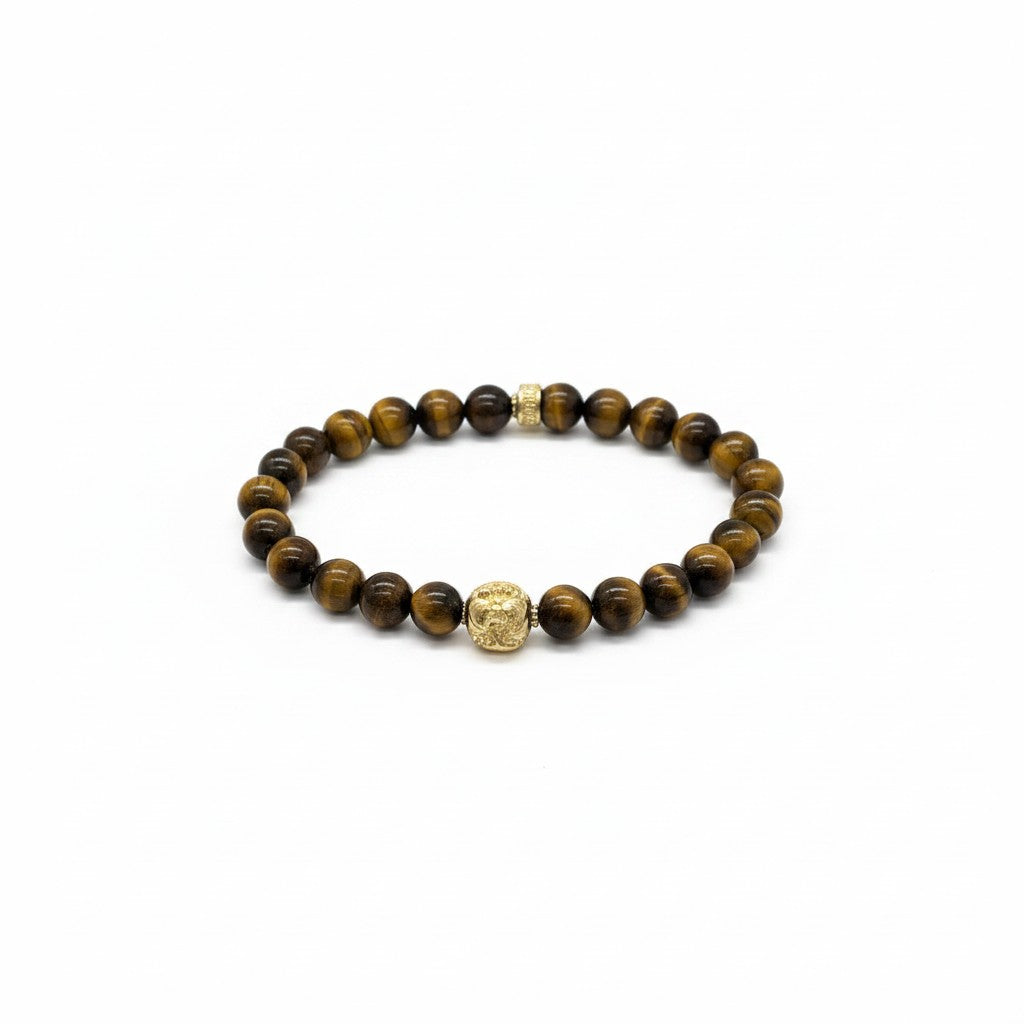 Planet Earth Tiger Eye Gold Charm