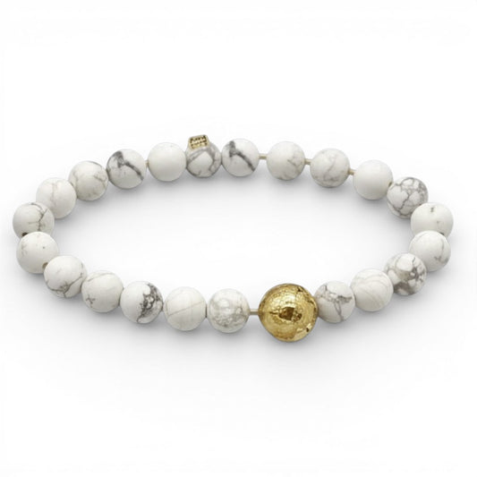 Planet Earth White Howlite Gold Charm