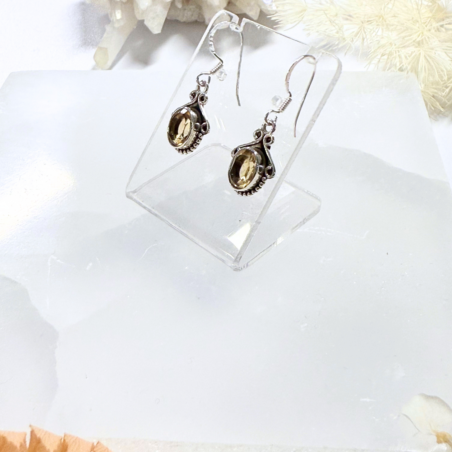 Lemon Quartz Silver Queen Earrings