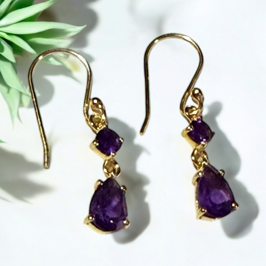 Amethyst Gold Earrings - Persian Goddess