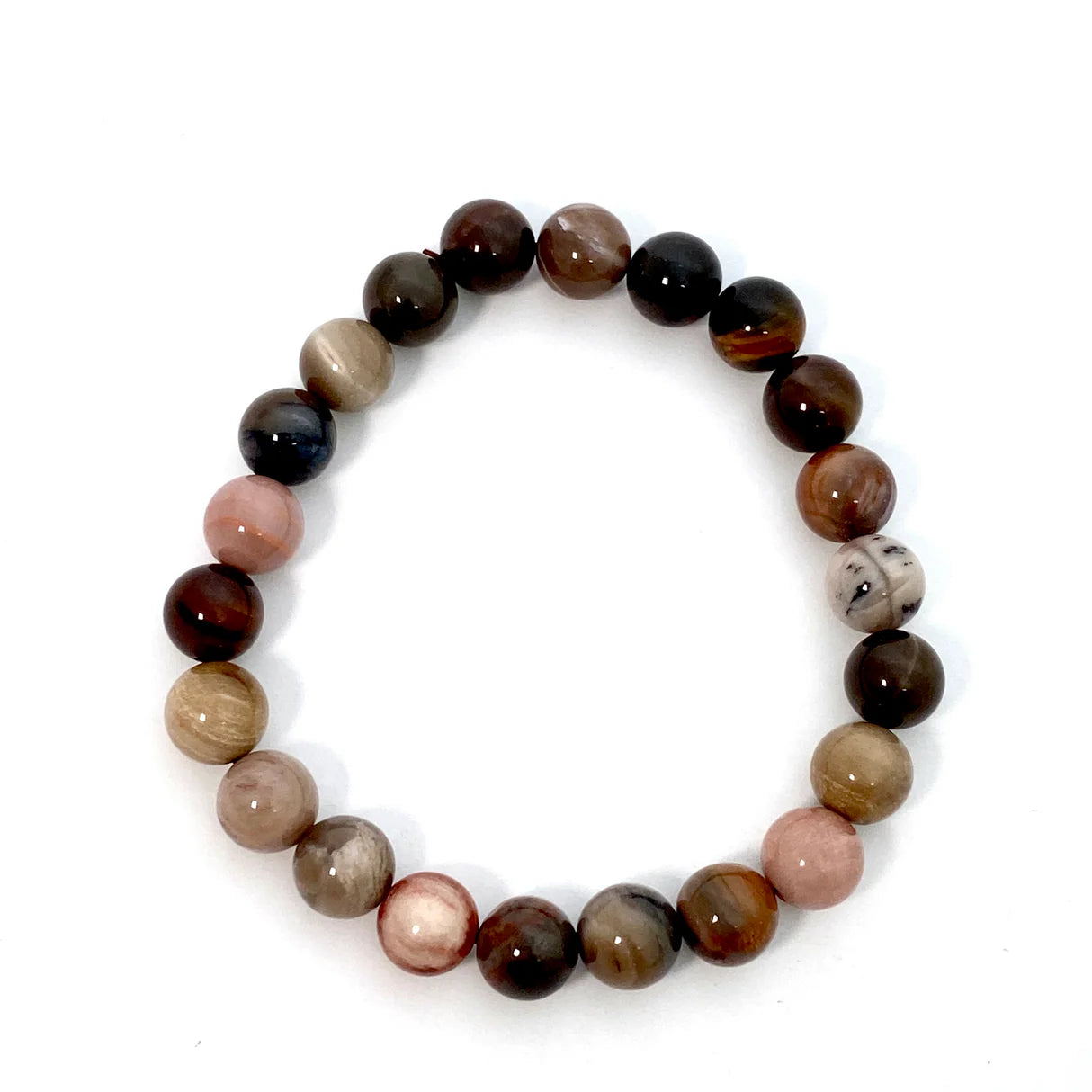 Petrified Wood Crystal Bead Bracelet