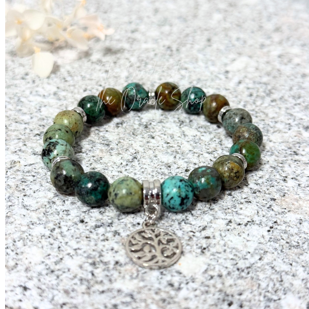 Tree Of Life African Turquoise Crystal Bead Bracelets Gift Boxed