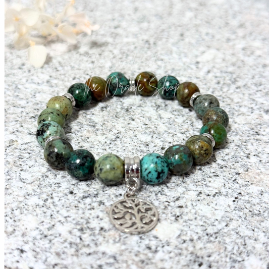 Tree Of Life African Turquoise Crystal Bead Bracelets Gift Boxed