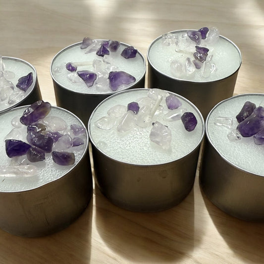 Amethyst and Rose Quartz Tea light Candles