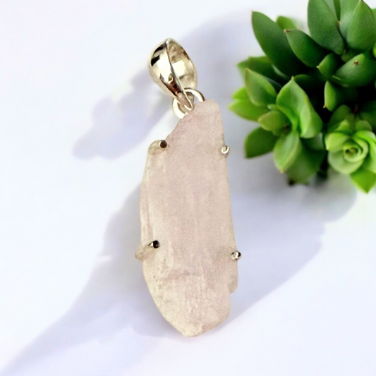 Kunzite Rough Silver Pendant Claw Set