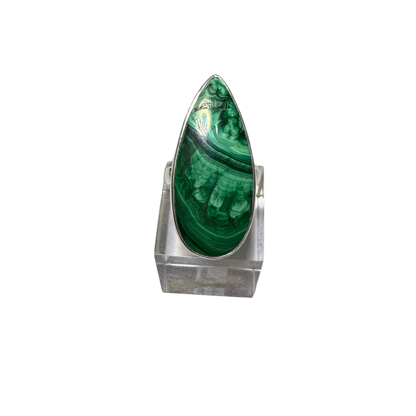 Malachite Ring Adjustable in Silver