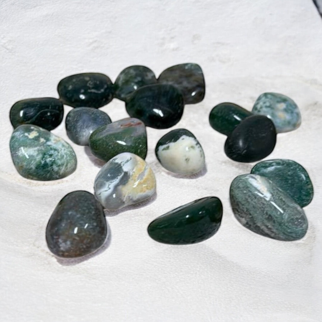 Moss Agate Tumbles ~ New Beginnings & Success