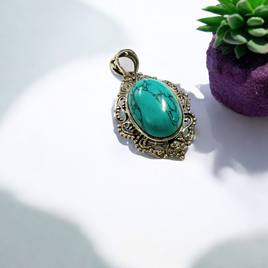 Turquoise Euro Silver Pendant