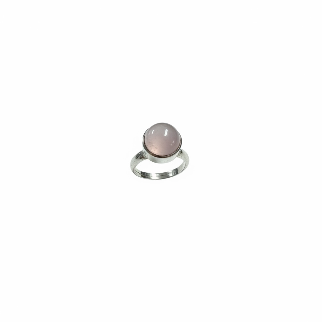 Rose Quartz Silver Oval Ring