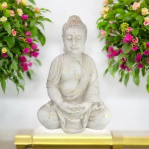 White & Gold Brushed Rulai Buddha