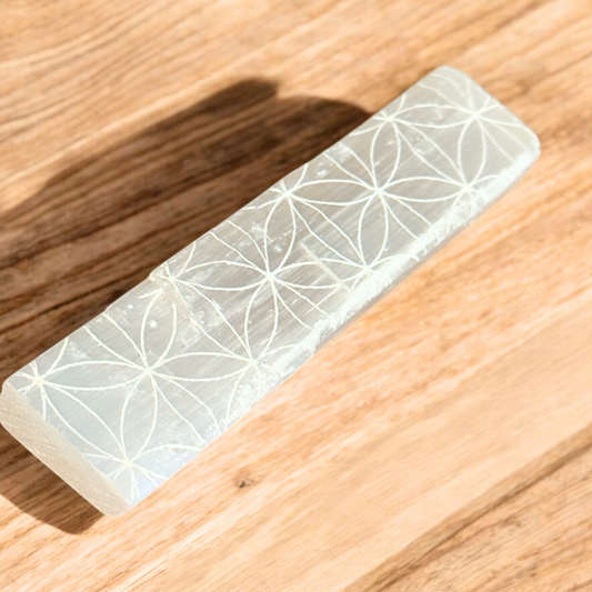 Selenite Stick Etched flower of life