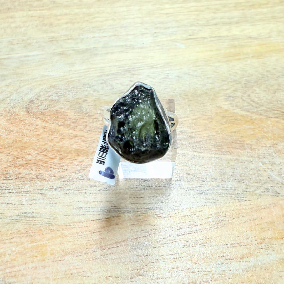Moldavite Ring in Silver