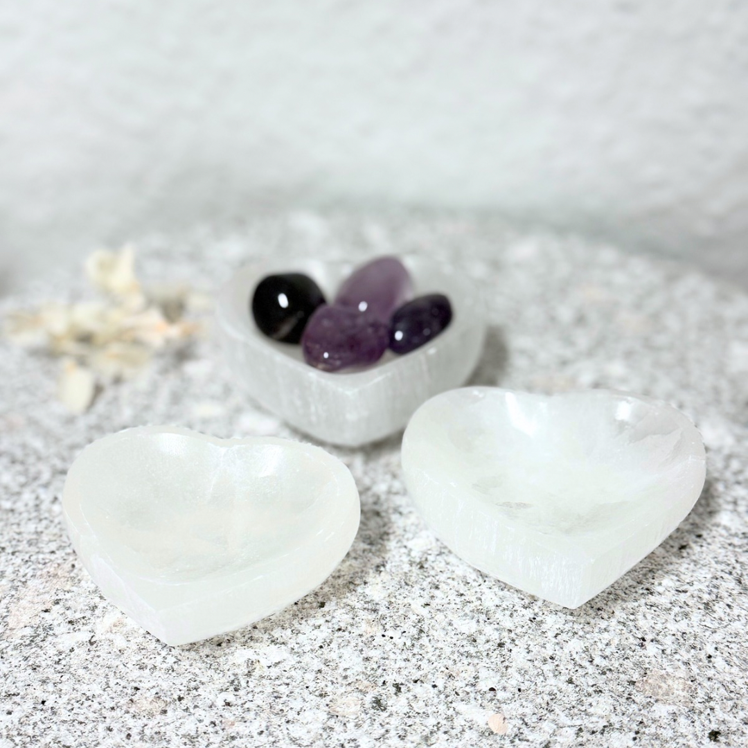 Selenite Heart Bowls 6cm