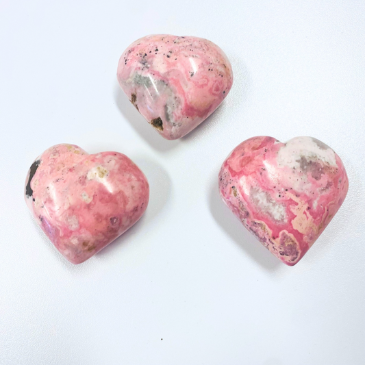 Rhodonite Crystal Hearts - Peruvian