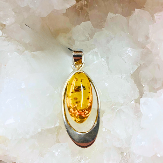 Amber Pendant in 925 Silver
