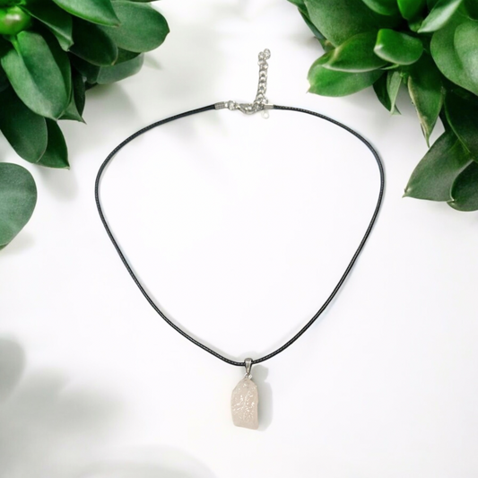 Rose Quartz Rough Pendant in Silver