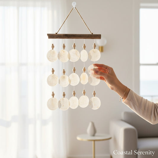 Wall Hanging Wood Bead and Shell