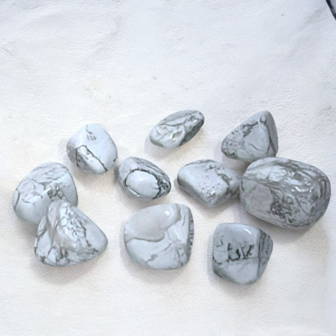 White Howlite Crystal Tumbles ~ Meditation & Peaceful Sleep