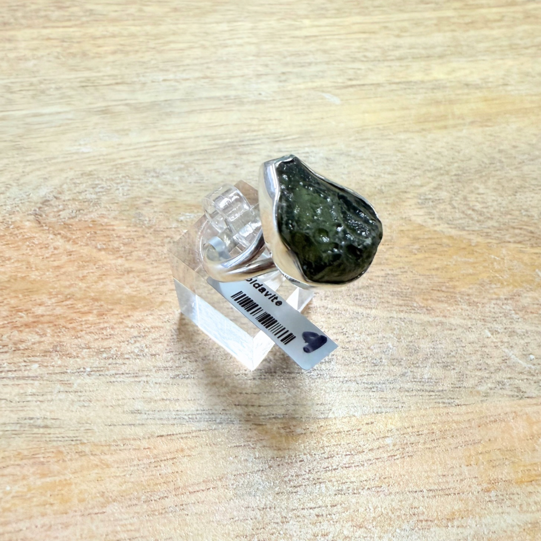 Moldavite Ring in Silver