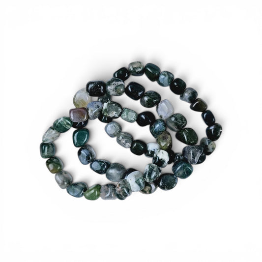 Moss Agate Tumble Bead Bracelets