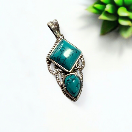 Turquoise Isis Silver Pendant