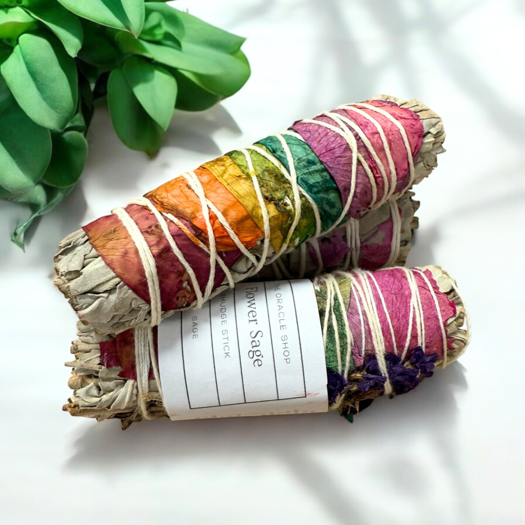 Flower Sage Stick with Chakra Petals - Certified Organic