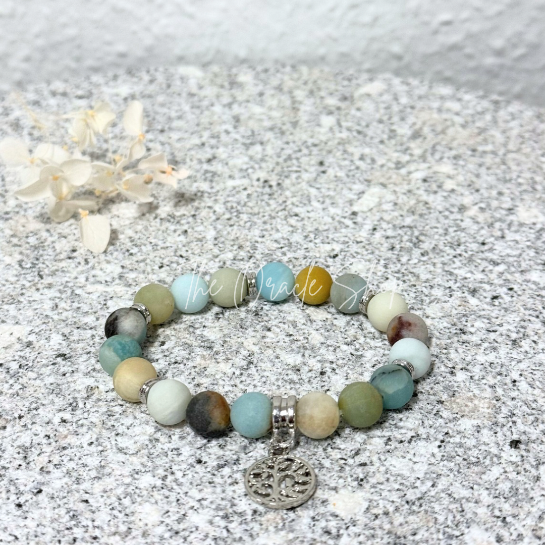 Tree Of Life Crystal Amazonite Bead Bracelet