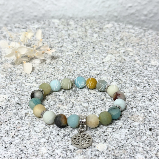 Tree Of Life Crystal Amazonite Bead Bracelet