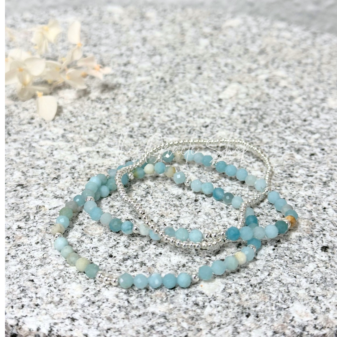 Trio Bracelet Set - Amazonite & Silver - Courage & Truth