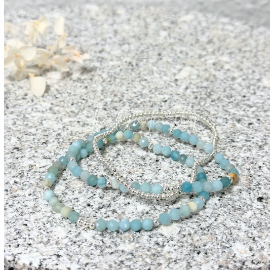 Trio Bracelet Set - Amazonite & Silver - Courage & Truth