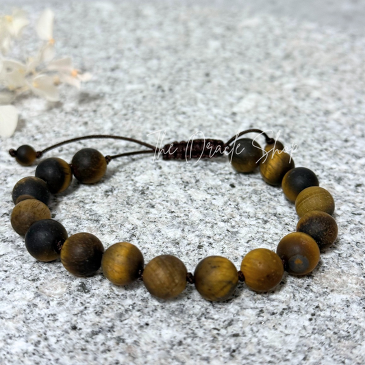 Tiger Eye Matte Bracelet-Naturals Adjustable