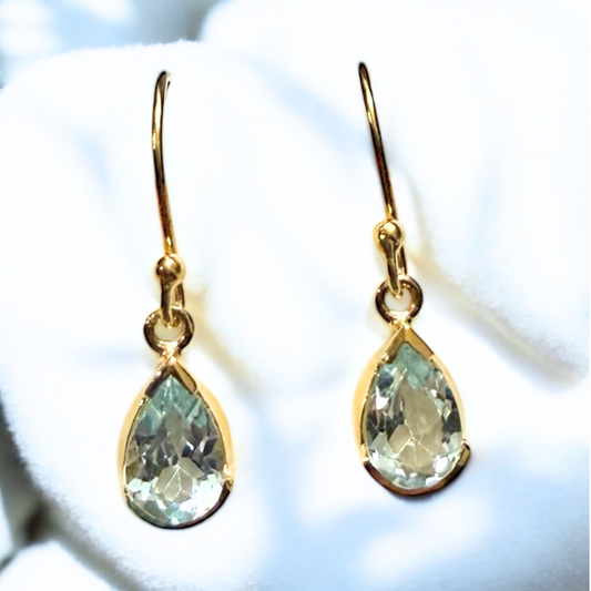 Blue Topaz Teardrop Earrings in Gold